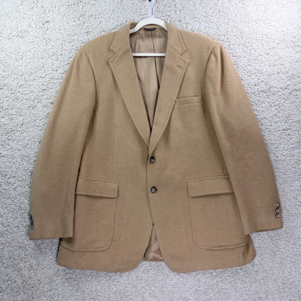 Mens 44 Botany 500 Blazer Camel Hair Tan Vintage Sport Coat Preppy 22x31